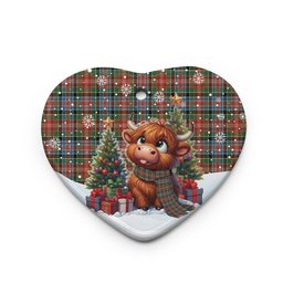 ScotsTee Shop Scottish Caledonia Ancient Clan Tartan Ceramic Ornament Cute Highland Cow Christmas