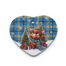 ScotsTee Shop Scottish Laing Clan Tartan Ceramic Ornament Cute Highland Cow Christmas