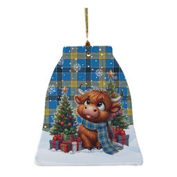 ScotsTee Shop Scottish Laing Clan Tartan Ceramic Ornament Cute Highland Cow Christmas