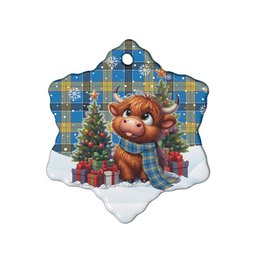 ScotsTee Shop Scottish Laing Clan Tartan Ceramic Ornament Cute Highland Cow Christmas