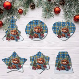 ScotsTee Shop Scottish Laing Clan Tartan Ceramic Ornament Cute Highland Cow Christmas