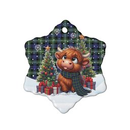 ScotsTee Shop Scottish Baillie Modern Clan Tartan Ceramic Ornament Cute Highland Cow Christmas