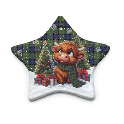 ScotsTee Shop Scottish Fergusson Modern Clan Tartan Ceramic Ornament Cute Highland Cow Christmas