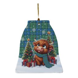 ScotsTee Shop Scottish Lockhart Clan Tartan Ceramic Ornament Cute Highland Cow Christmas