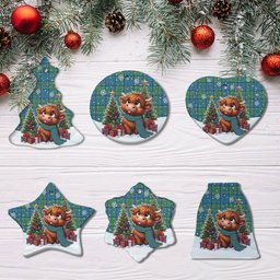 ScotsTee Shop Scottish Lockhart Clan Tartan Ceramic Ornament Cute Highland Cow Christmas