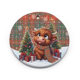 ScotsTee Shop Scottish MacDougall Ancient Clan Tartan Ceramic Ornament Cute Highland Cow Christmas