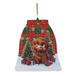 ScotsTee Shop Scottish MacAulay Modern Clan Tartan Ceramic Ornament Cute Highland Cow Christmas