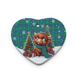 ScotsTee Shop Scottish Irvine Ancient Clan Tartan Ceramic Ornament Cute Highland Cow Christmas