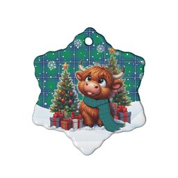 ScotsTee Shop Scottish Irvine Ancient Clan Tartan Ceramic Ornament Cute Highland Cow Christmas