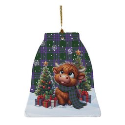 ScotsTee Shop Scottish Elphinstone Clan Tartan Ceramic Ornament Cute Highland Cow Christmas
