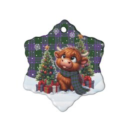 ScotsTee Shop Scottish Elphinstone Clan Tartan Ceramic Ornament Cute Highland Cow Christmas