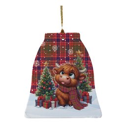 ScotsTee Shop Scottish Lumsden Modern Clan Tartan Ceramic Ornament Cute Highland Cow Christmas