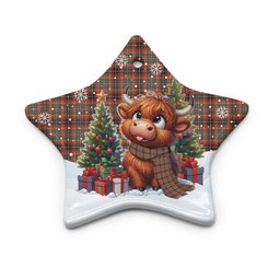 ScotsTee Shop Scottish Innes Ancient Clan Tartan Ceramic Ornament Cute Highland Cow Christmas