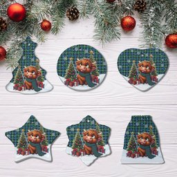 ScotsTee Shop Scottish Lyon Clan Tartan Ceramic Ornament Cute Highland Cow Christmas