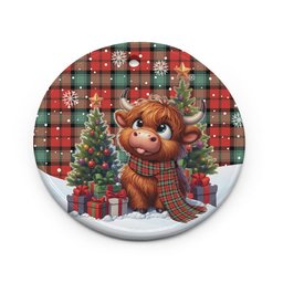 ScotsTee Shop Scottish Kerr Ancient Clan Tartan Ceramic Ornament Cute Highland Cow Christmas