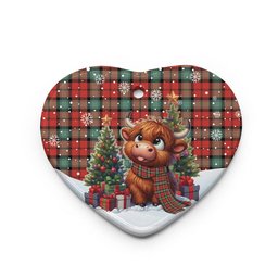 ScotsTee Shop Scottish Kerr Ancient Clan Tartan Ceramic Ornament Cute Highland Cow Christmas