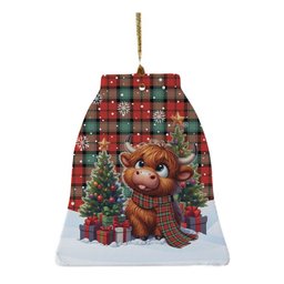 ScotsTee Shop Scottish Kerr Ancient Clan Tartan Ceramic Ornament Cute Highland Cow Christmas