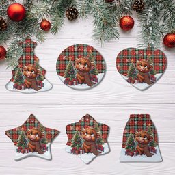 ScotsTee Shop Scottish Kerr Ancient Clan Tartan Ceramic Ornament Cute Highland Cow Christmas