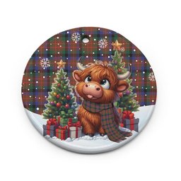 ScotsTee Shop Scottish MacDuff Hunting Modern Clan Tartan Ceramic Ornament Cute Highland Cow Christmas
