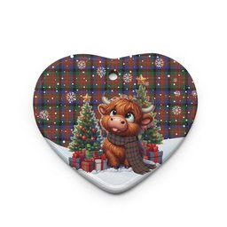 ScotsTee Shop Scottish MacDuff Hunting Modern Clan Tartan Ceramic Ornament Cute Highland Cow Christmas
