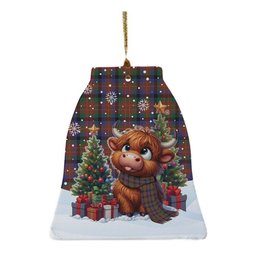 ScotsTee Shop Scottish MacDuff Hunting Modern Clan Tartan Ceramic Ornament Cute Highland Cow Christmas