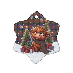 ScotsTee Shop Scottish MacDuff Hunting Modern Clan Tartan Ceramic Ornament Cute Highland Cow Christmas