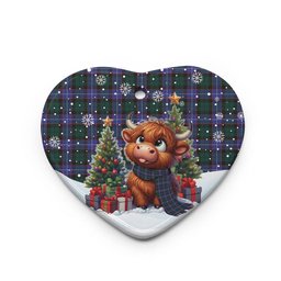 ScotsTee Shop Scottish Guthrie Modern Clan Tartan Ceramic Ornament Cute Highland Cow Christmas