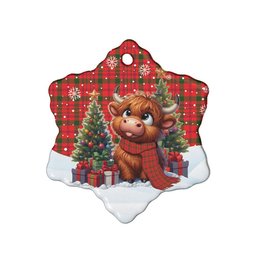 ScotsTee Shop Scottish MacDonnell of Keppoch Modern Clan Tartan Ceramic Ornament Cute Highland Cow Christmas