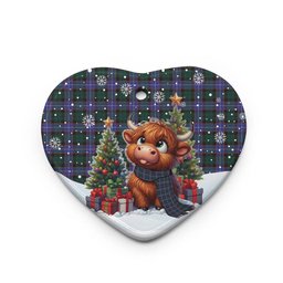 ScotsTee Shop Scottish Hunter Modern Clan Tartan Ceramic Ornament Cute Highland Cow Christmas