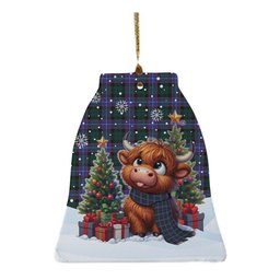 ScotsTee Shop Scottish Hunter Modern Clan Tartan Ceramic Ornament Cute Highland Cow Christmas