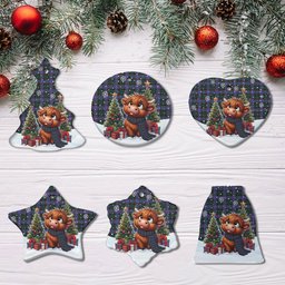 ScotsTee Shop Scottish Hunter Modern Clan Tartan Ceramic Ornament Cute Highland Cow Christmas