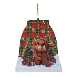 ScotsTee Shop Scottish Lennox Modern Clan Tartan Ceramic Ornament Cute Highland Cow Christmas