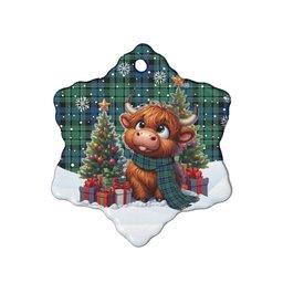 ScotsTee Shop Scottish MacCallum Ancient Clan Tartan Ceramic Ornament Cute Highland Cow Christmas