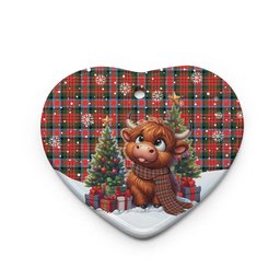 ScotsTee Shop Scottish MacDuff Modern Clan Tartan Ceramic Ornament Cute Highland Cow Christmas