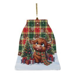 ScotsTee Shop Scottish Gibbs Clan Tartan Ceramic Ornament Cute Highland Cow Christmas