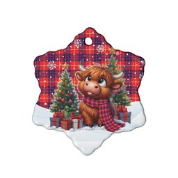ScotsTee Shop Scottish Hamilton Modern Clan Tartan Ceramic Ornament Cute Highland Cow Christmas