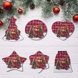 ScotsTee Shop Scottish Hamilton Modern Clan Tartan Ceramic Ornament Cute Highland Cow Christmas