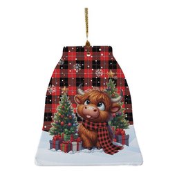 ScotsTee Shop Scottish Cunningham Modern Clan Tartan Ceramic Ornament Cute Highland Cow Christmas