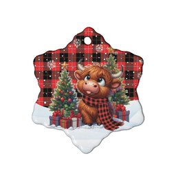 ScotsTee Shop Scottish Cunningham Modern Clan Tartan Ceramic Ornament Cute Highland Cow Christmas