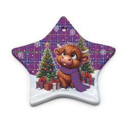 ScotsTee Shop Scottish Jackson Clan Tartan Ceramic Ornament Cute Highland Cow Christmas