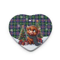 ScotsTee Shop Scottish Logan Ancient Clan Tartan Ceramic Ornament Cute Highland Cow Christmas