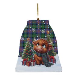 ScotsTee Shop Scottish Logan Ancient Clan Tartan Ceramic Ornament Cute Highland Cow Christmas