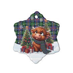 ScotsTee Shop Scottish Logan Ancient Clan Tartan Ceramic Ornament Cute Highland Cow Christmas