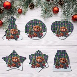 ScotsTee Shop Scottish Logan Ancient Clan Tartan Ceramic Ornament Cute Highland Cow Christmas