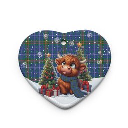ScotsTee Shop Scottish Edmonstone Clan Tartan Ceramic Ornament Cute Highland Cow Christmas