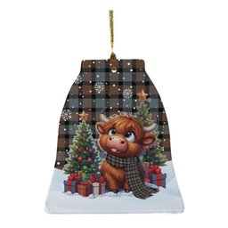 ScotsTee Shop Scottish Gunn Weathered Clan Tartan Ceramic Ornament Cute Highland Cow Christmas