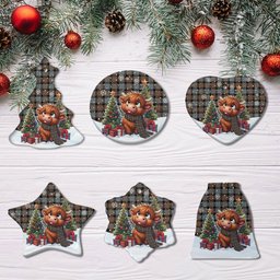 ScotsTee Shop Scottish Gunn Weathered Clan Tartan Ceramic Ornament Cute Highland Cow Christmas