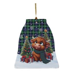 ScotsTee Shop Scottish Farquharson Ancient Clan Tartan Ceramic Ornament Cute Highland Cow Christmas