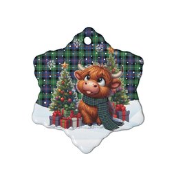 ScotsTee Shop Scottish Farquharson Ancient Clan Tartan Ceramic Ornament Cute Highland Cow Christmas