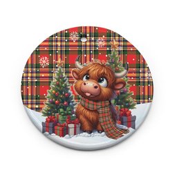 ScotsTee Shop Scottish MacGill Modern Clan Tartan Ceramic Ornament Cute Highland Cow Christmas